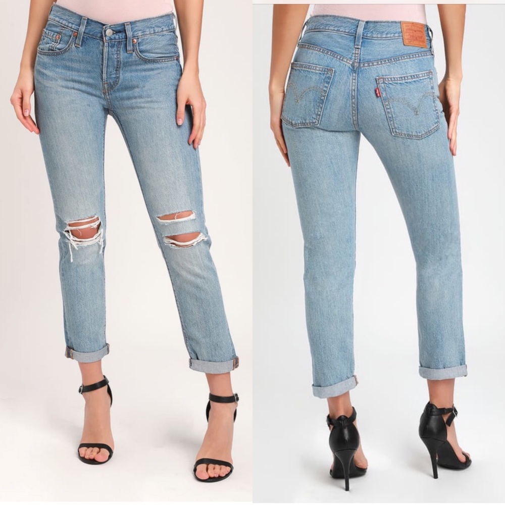 NWT Levi’s 501 Taper Light Wash Distressed Jeans - Picture 2 of 6